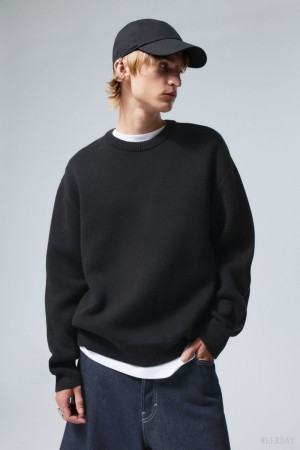 Weekday Fabian Jacquard Knit Sweater Black | SKVC0963