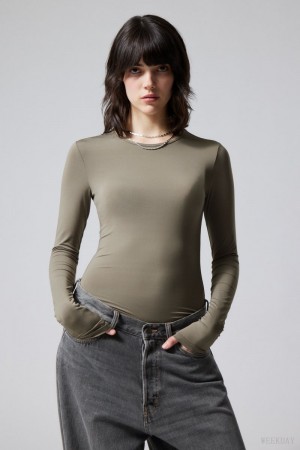 Weekday Fine Long sleeve Dusty Mole | IPNZ8178