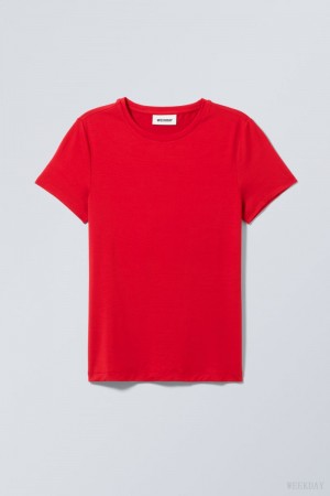 Weekday Fine T-shirt Light Red | KPGF0232