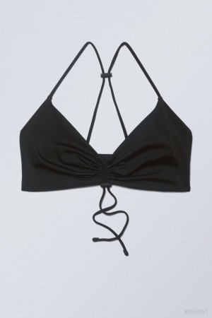 Weekday Gathered Bikini Top Black | IUXA6903