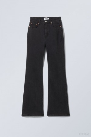 Weekday Glow Curve High Flared Jeans Black | QXBD3288