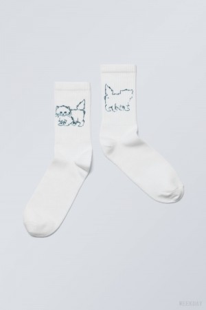 Weekday Graphic Sport Sock Extrovert Kitten | SPDO3299