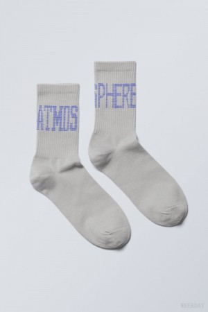 Weekday Graphic Sport Sock Grey | WMDO3073