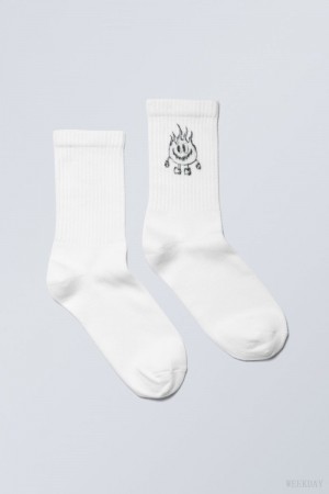 Weekday Graphic Sport Sock Happy Flame | BWON1633