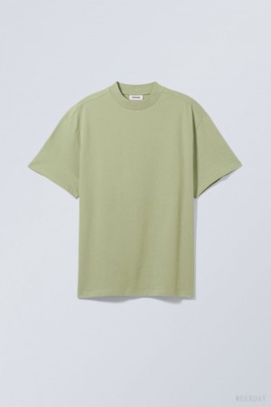 Weekday Great Heavyweight T-shirt Green | SPVW8011