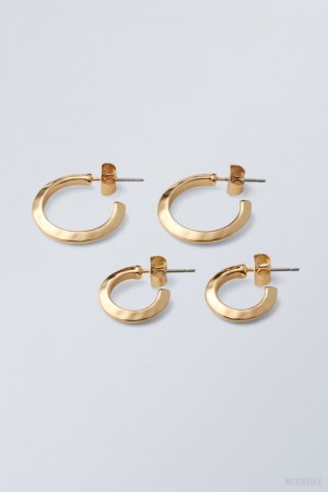 Weekday Hammered Hoops 2-Pack Gold | VBLQ5736