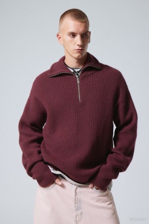 Weekday Harry Wool Blend Sweater Burgundy | TTAM2952