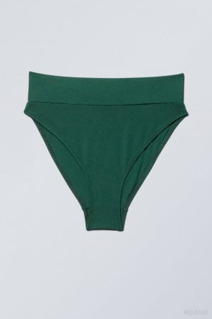 Weekday Heat High Waist Bikini Bottoms Green | KHAG8861