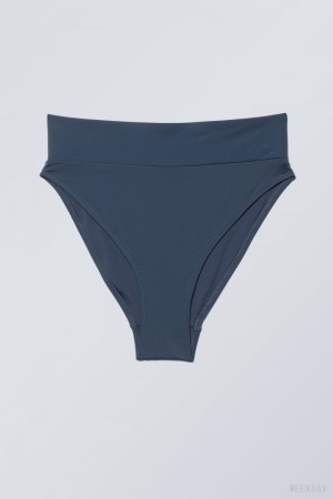 Weekday Heat High Waist Bikini Bottoms Navy | CCCU9869