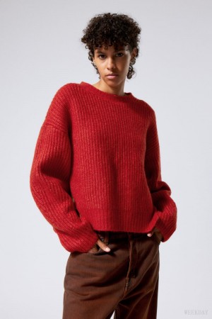 Weekday Ivy Knit Sweater Red | VZDT2604