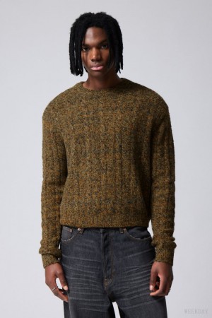 Weekday Jesper Wool Blend Knit Sweater Dusk Moss | QFYO6106