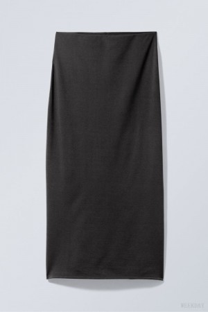 Weekday Johanna Long Pencil Skirt Black | APEV5342