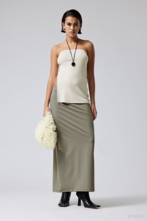 Weekday Johanna Long Pencil Skirt Grey Brown | SQEW1843