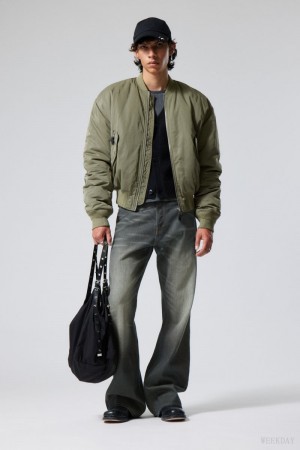 Weekday Jon Bomber Jacket Khaki Green | UAYN4852