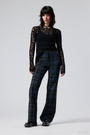 Weekday Kate Flared Suiting Trousers Black / Purple | DDVT2526