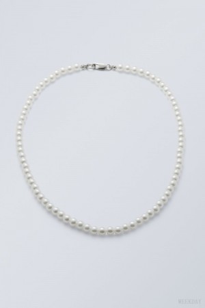 Weekday Kevin Beaded Necklace Pearl | YAXO0311