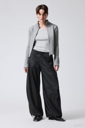 Weekday Leish Parachute Trousers Black | QWFC3241