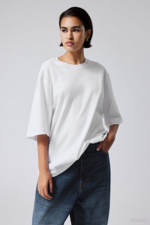 Weekday Loose Oversized Fit T-shirt White | EKJH6201