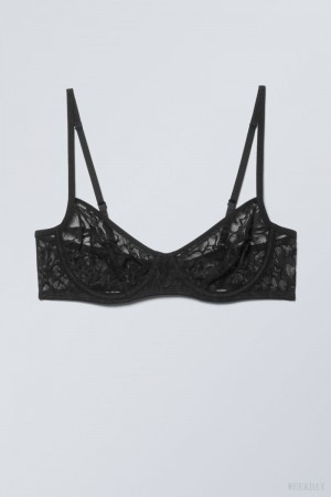 Weekday Lucy Lace Underwire Bra Bra Black | RNBI4136