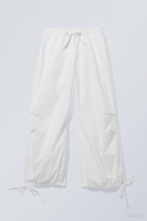 Weekday Luisa Parachute Trousers White | FYBQ6811