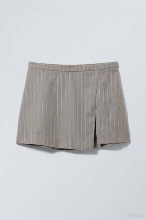 Weekday Mel Pinstripe Mini Skirt Grey | OQXR2380