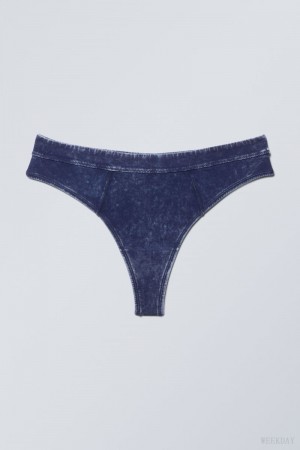 Weekday Miley Washed Cotton Thong Thong Blue | KZDM0615