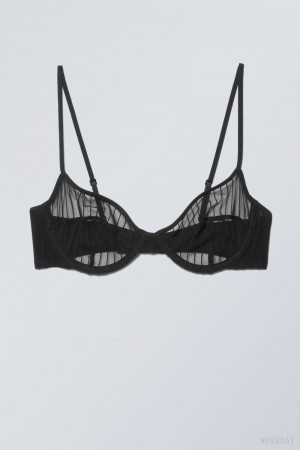 Weekday Molly Underwire Bra Bra Black Stripes | VDVT7857