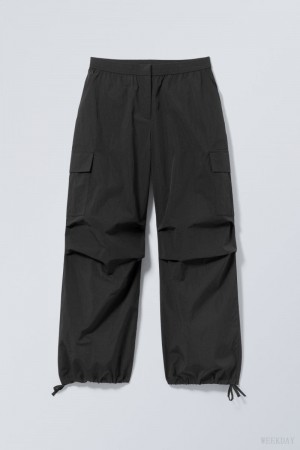 Weekday Nila Parachute Trousers Black | YPIY2633