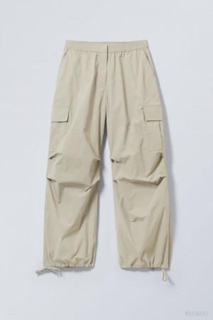 Weekday Nila Parachute Trousers Dusty Mole | QKJH7287