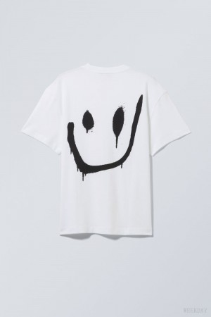 Weekday Oversized Graphic Printed T-shirt Drippy Smiling Face | UWQW3854