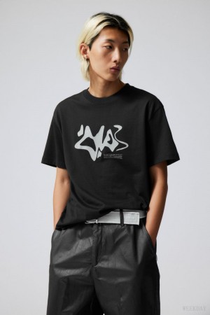 Weekday Oversized Graphic Printed T-shirt Black | MFNS7390