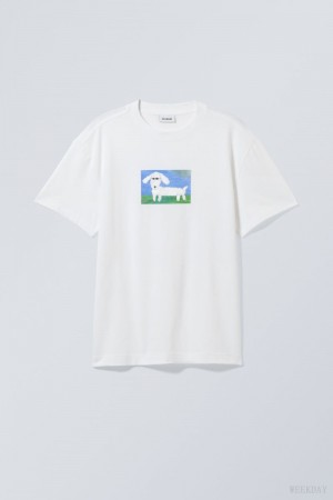 Weekday Oversized Graphic Printed T-shirt Paper Dog | OMKT2315