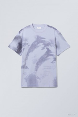 Weekday Oversized Graphic Printed T-shirt Jumping Dolphins | IPIM3595