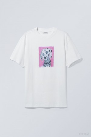 Weekday Oversized Graphic Printed T-shirt Dalmatian | YEUN5950