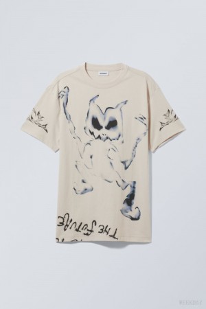 Weekday Oversized Graphic Printed T-shirt Dancing Monster | NKSM5178