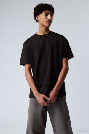 Weekday Oversized Heavyweight T-shirt Black | QWCZ8123