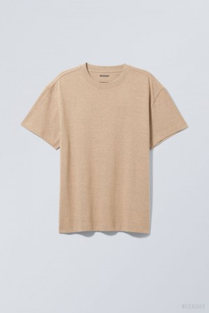 Weekday Oversized Heavyweight T-shirt Brown | RAAW8171