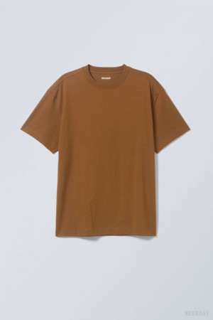 Weekday Oversized Heavyweight T-shirt Brown | MTLQ4134