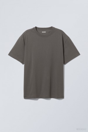 Weekday Oversized Heavyweight T-shirt Dark Grey | VCWX5651