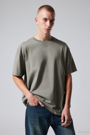 Weekday Oversized Heavyweight T-shirt Grey | JGIS7535