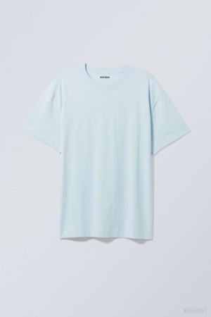 Weekday Oversized Heavyweight T-shirt Light Blue | SAHB7372