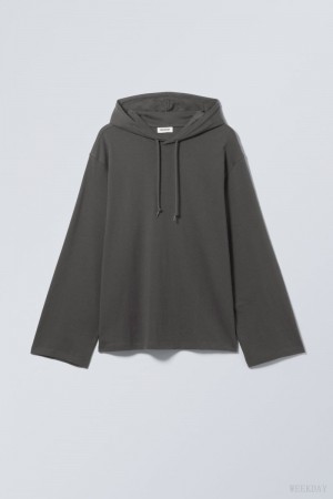 Weekday Oversized Hooded Long Sleeve Dark Grey | GMEO2547