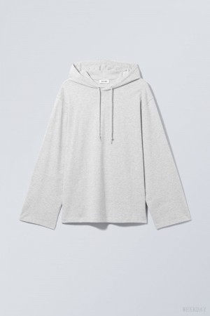 Weekday Oversized Hooded Long Sleeve Light Grey | FPKB7349