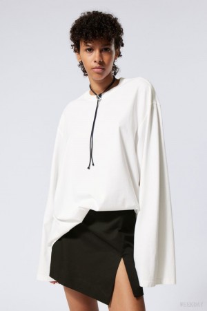 Weekday Oversized Long Sleeve T-shirt White | MOZK0926