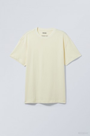 Weekday Oversized T-Shirt Light Yellow | NQOC1830