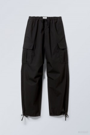 Weekday Parachute Loose Cargo Trousers Black | ZXFK1043