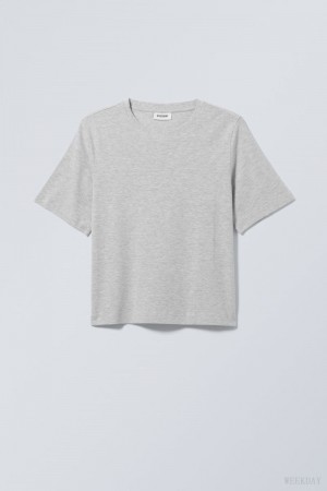 Weekday Perfect Boxy T-shirt Light Grey | MDRB0568