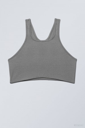 Weekday Racerback Bikini Top Grey | ZHXT0295