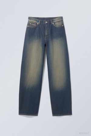 Weekday Rail Mid Loose Straight Jeans Blue | CBBV2943