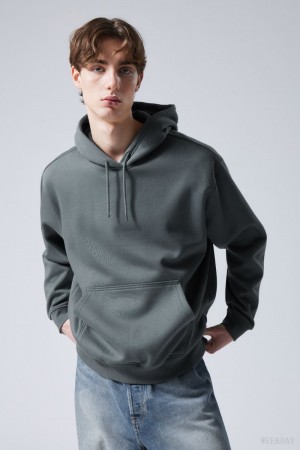 Weekday Relaxed Heavy Hoodie Dark Turquoise | QGRN4141